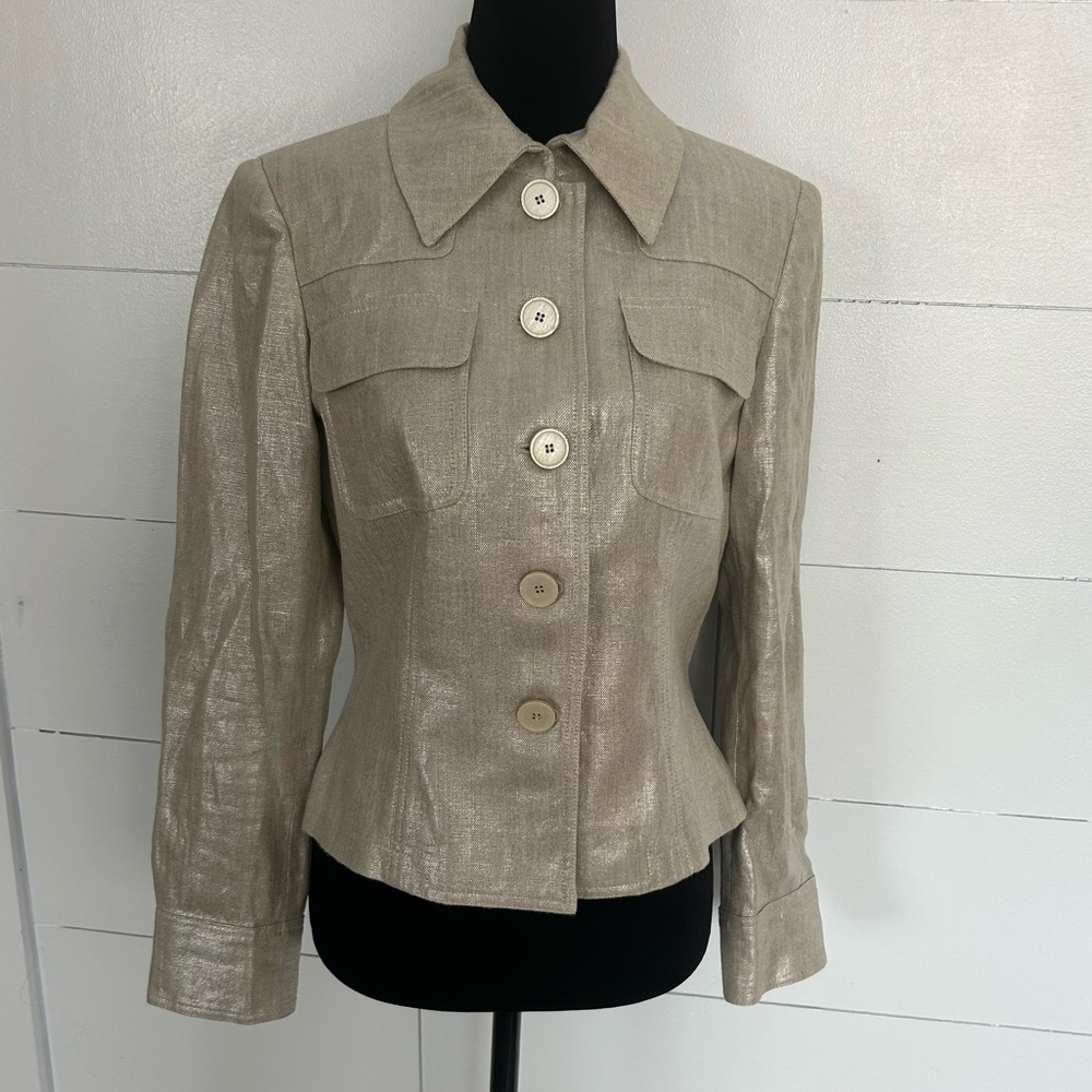 Vintage Etcetera metallic linen jacket. Size 4